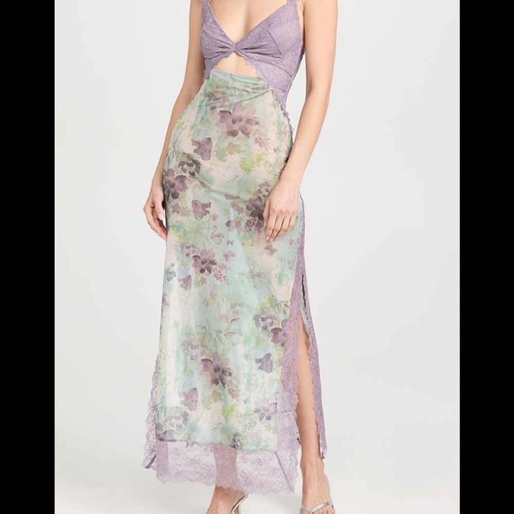 Free People Purple and Floral Maxi Dress